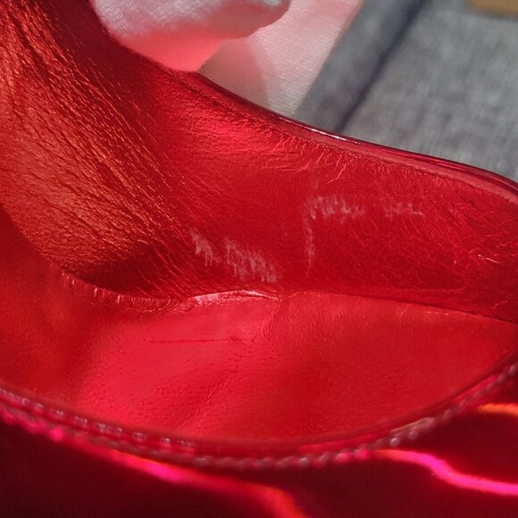 Excellent Condition Christian Louboutin SO KATE 100 Metallic Loubi Red Heels! - Picture 9 of 16